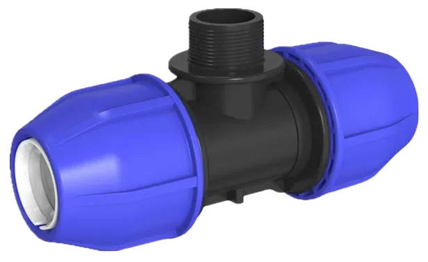 Tee con rosca macho hdpe para manguera