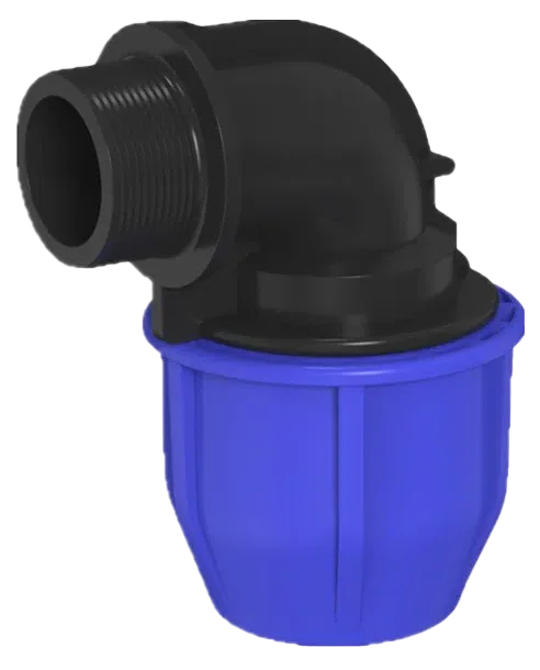 Codo 90 ° con rosca macho HDPE para manguer