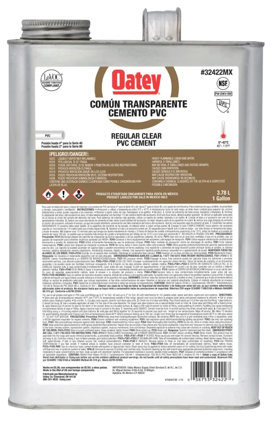 Pegamento Oatey PVC dorado 1 galón