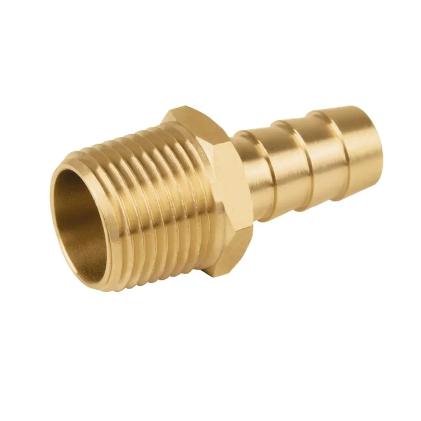 Conector de bronce macho con rosca y espiga