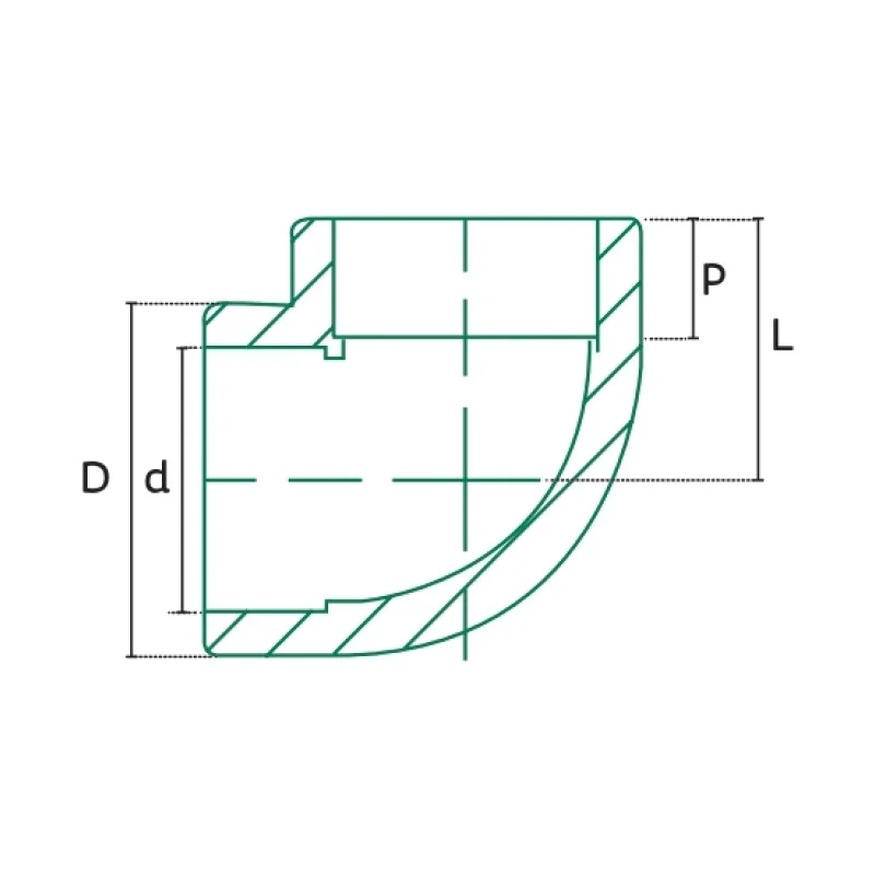 Codos 90° Tuboplus PP-R Termofusión - Plano Dimensional Técnico
