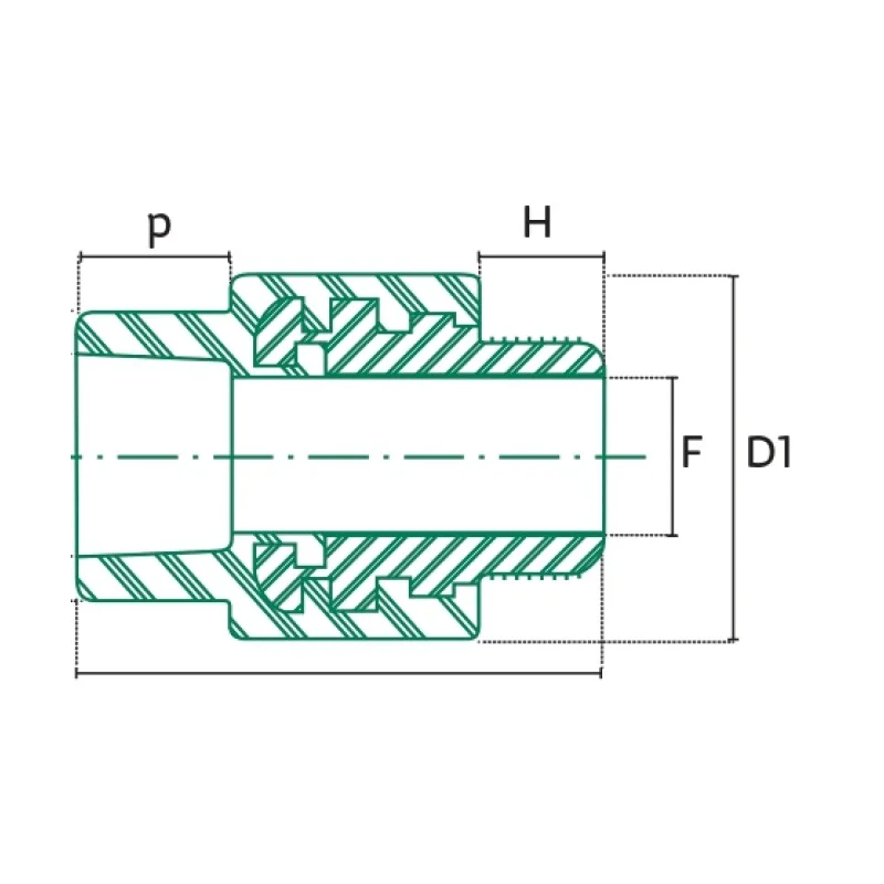 Conector Macho con Espiga para Termofusión Tuboplus PP-R - Plano Dimensional Técnico