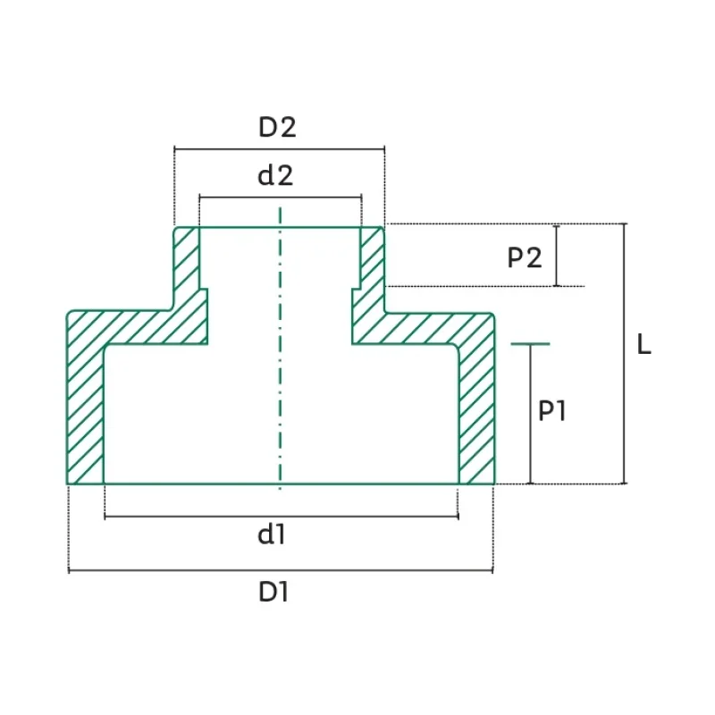 Reducción Bushing Tuboplus PP-R Termofusión - Plano Dimensional Técnico
