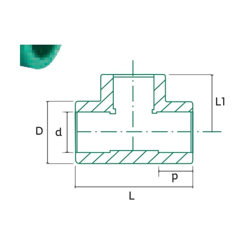 Tee Tuboplus PP-R Termofusión - Plano Dimensional Técnico