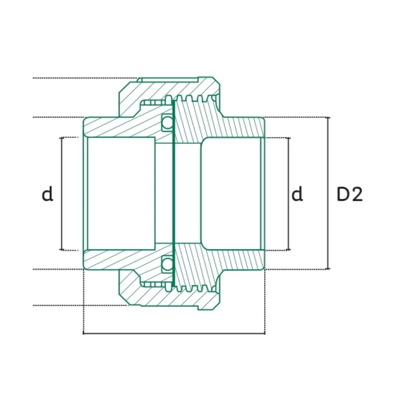 Tuerca Unión Plástica Tuboplus PP-R - Plano Dimensional Técnico