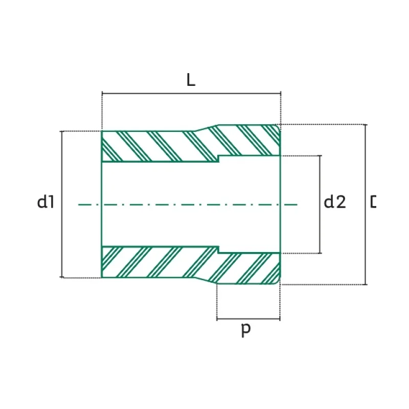 Tuerca Unión Tuboplus PP-R con Inserto Metálico - Plano Dimensional Técnico