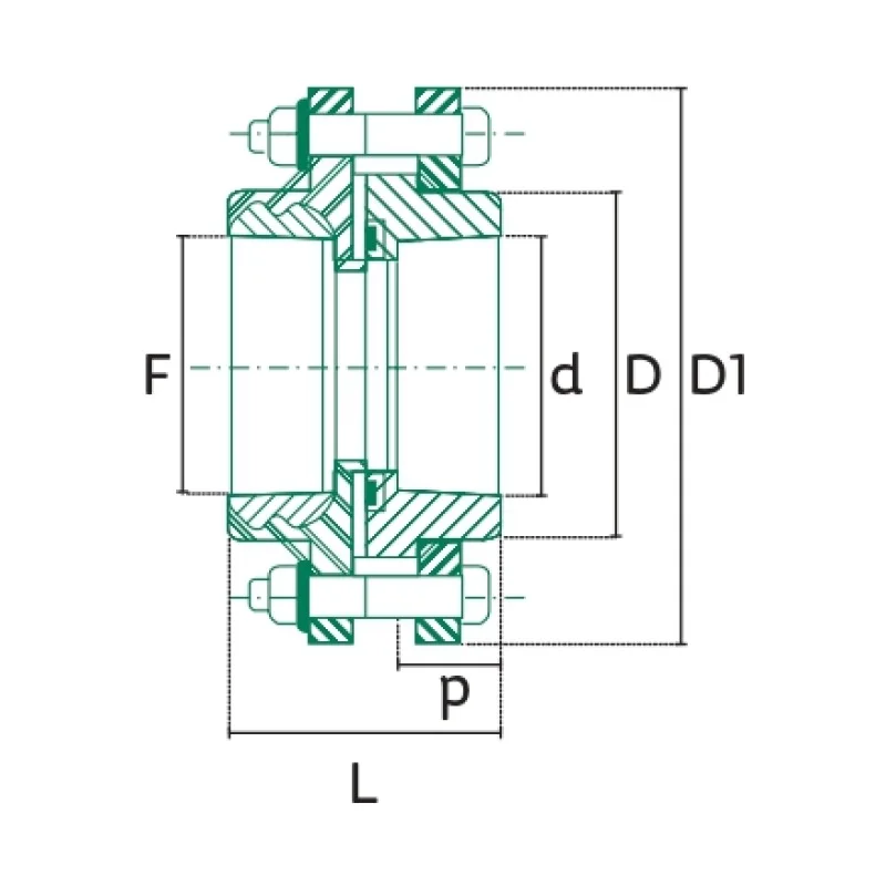 Unión Bridada Mixta Tuboplus PP-R - Plano Dimensional Técnico