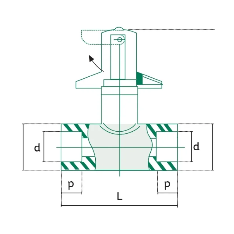 Válvula Esfera con Maneral de Palanca Tuboplus PP-R - Plano Dimensional Técnico
